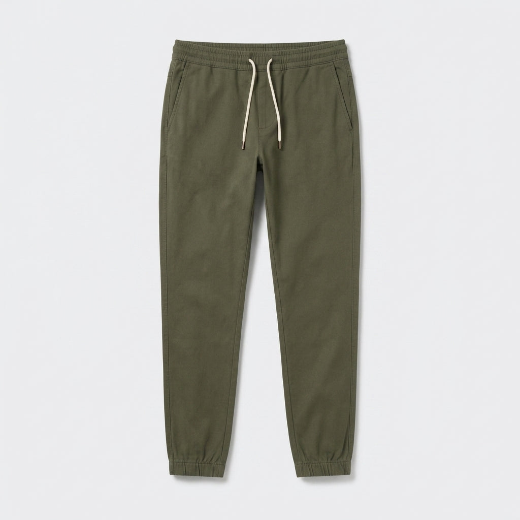 Herren Hose Slim Fit mit Kordelzug — Dunkelgrün