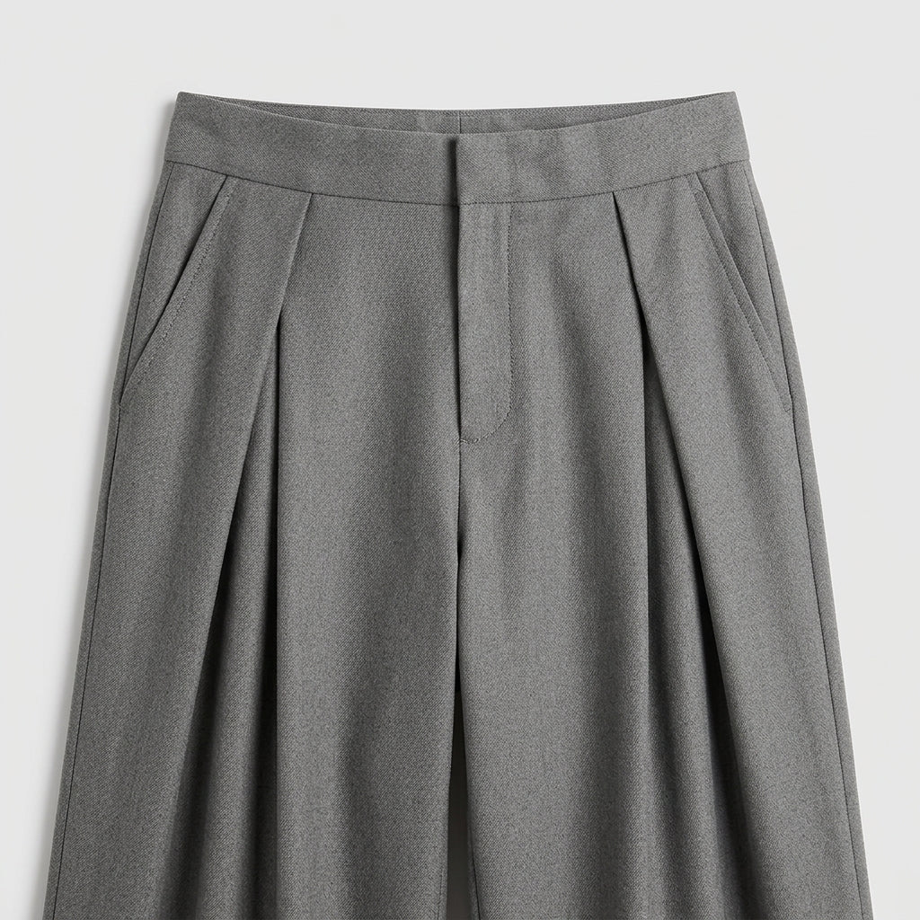 Herren Bundfaltenhose mit weitem Bein – Regular Fit — Grau
