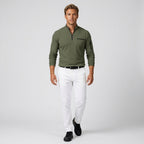 Herren Longsleeve Shirt gerippt Relaxed Fit — Dunkelgrün