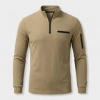 Herren Longsleeve Shirt gerippt Relaxed Fit — Beige