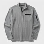 Herren Longsleeve Shirt gerippt Relaxed Fit — Grau