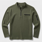 Herren Longsleeve Shirt gerippt Relaxed Fit — Dunkelgrün