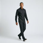 Herren Longsleeve Hemd Schwarz Baumwolle Elastane Slim Fit
