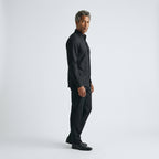 Herren Longsleeve Hemd Schwarz Baumwolle Elastane Slim Fit