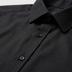 Herren Longsleeve Hemd Schwarz Baumwolle Elastane Slim Fit