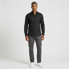 Herren Longsleeve Hemd Schwarz Baumwolle Elastane Slim Fit