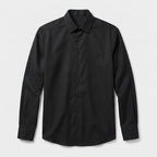 Herren Longsleeve Hemd Schwarz Baumwolle Elastane Slim Fit