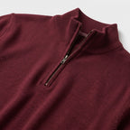 Herren Pullover mit hohem Zip-Kragen – Regular Fit — Burgunder