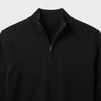 Herren Pullover mit hohem Zip-Kragen – Regular Fit — Schwarz