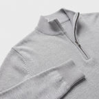 Herren Pullover mit hohem Zip-Kragen – Regular Fit — Light Grey