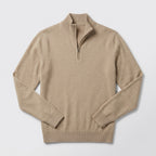 Herren Pullover mit hohem Zip-Kragen – Regular Fit — Beige
