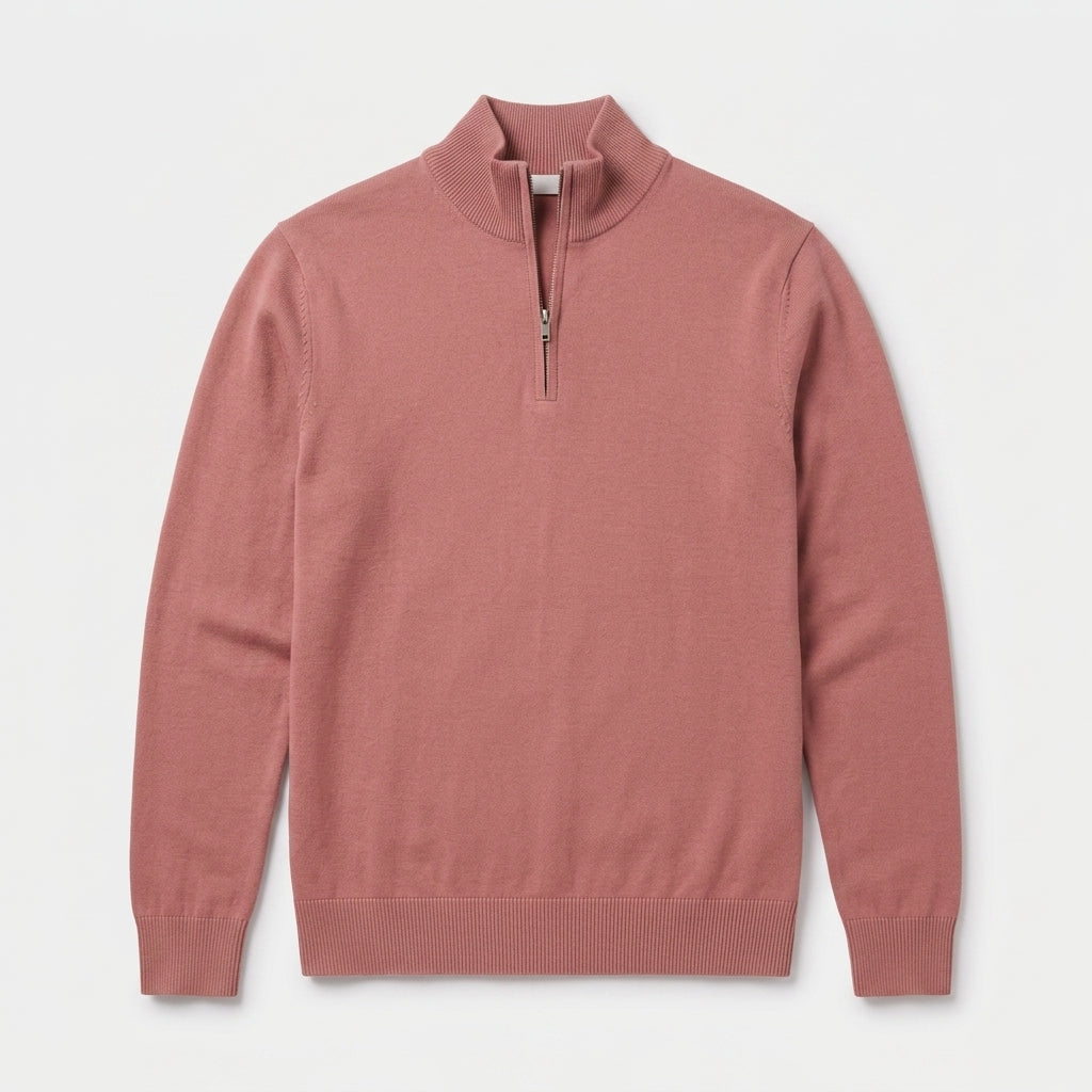 Herren Pullover mit hohem Zip-Kragen – Regular Fit — Pink
