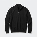 Herren Pullover mit hohem Zip-Kragen – Regular Fit — Schwarz