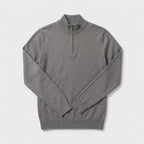 Herren Pullover mit hohem Zip-Kragen – Regular Fit — Dunkelgrau