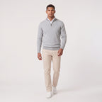 Herren Pullover mit hohem Zip-Kragen – Regular Fit — Light Grey