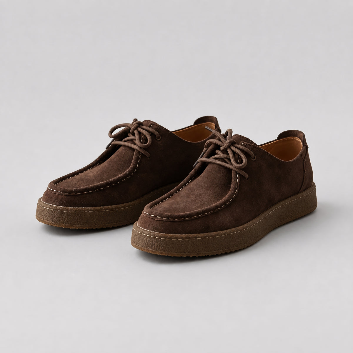Herren Mokassinschuhe aus Suede mit Kreppsohle — Dunkelbraun