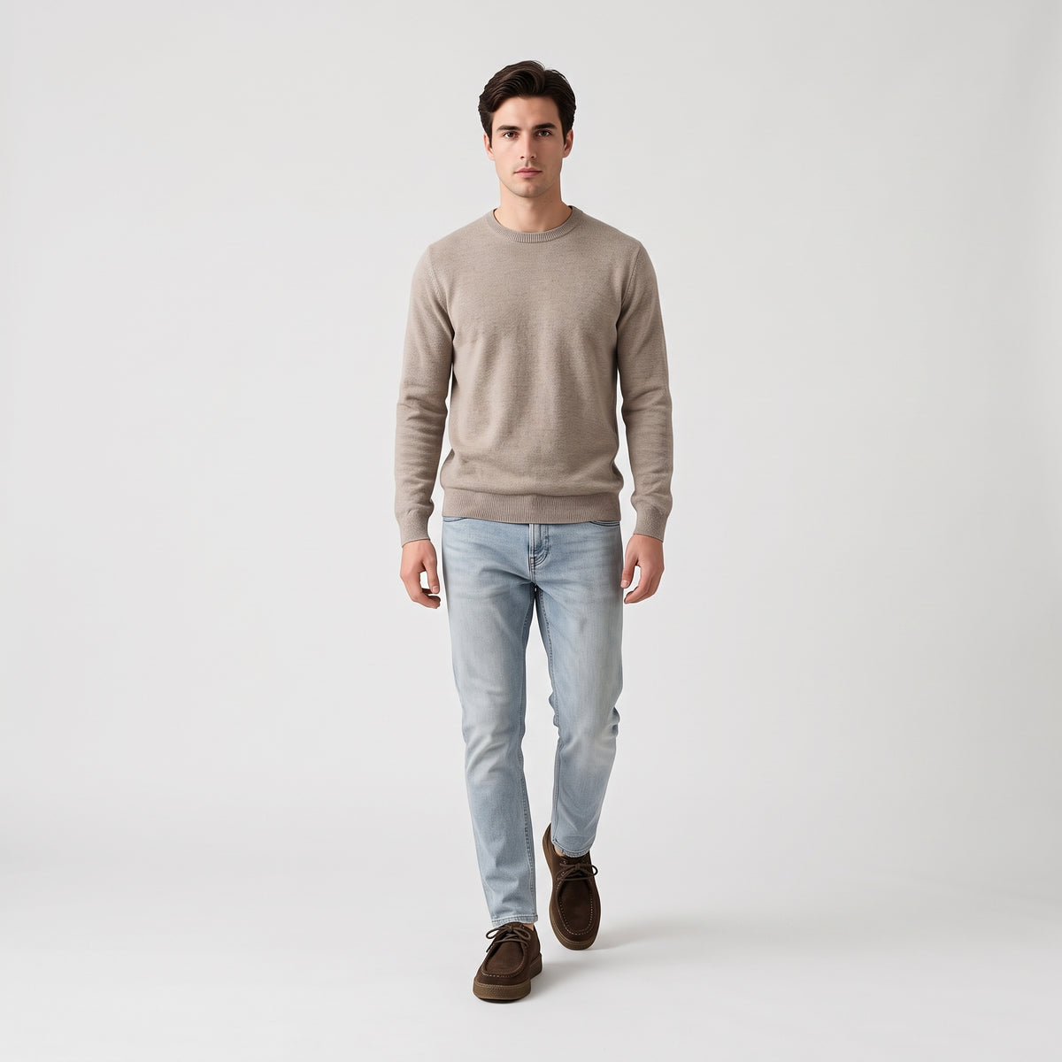 Herren Mokassinschuhe aus Suede mit Kreppsohle — Dunkelbraun
