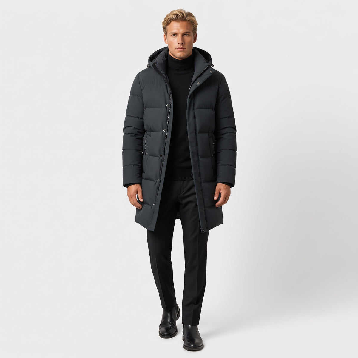 Herren Winterjacke Parka mit Kapuze – Regular Fit — Dunkelgrün