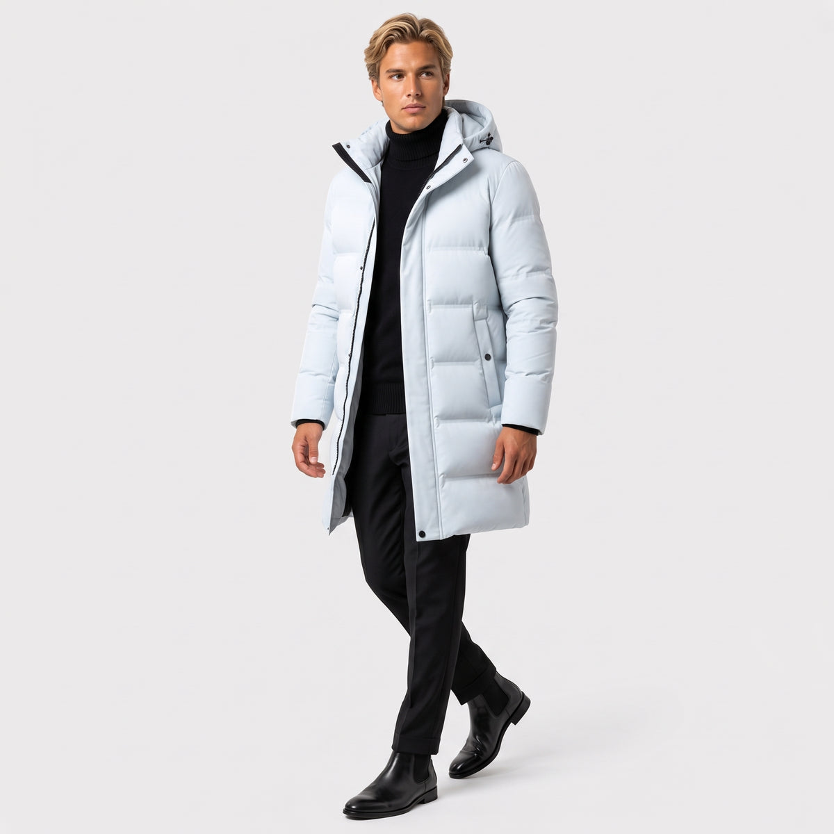 Herren Winterjacke Parka mit Kapuze – Regular Fit — Weiß