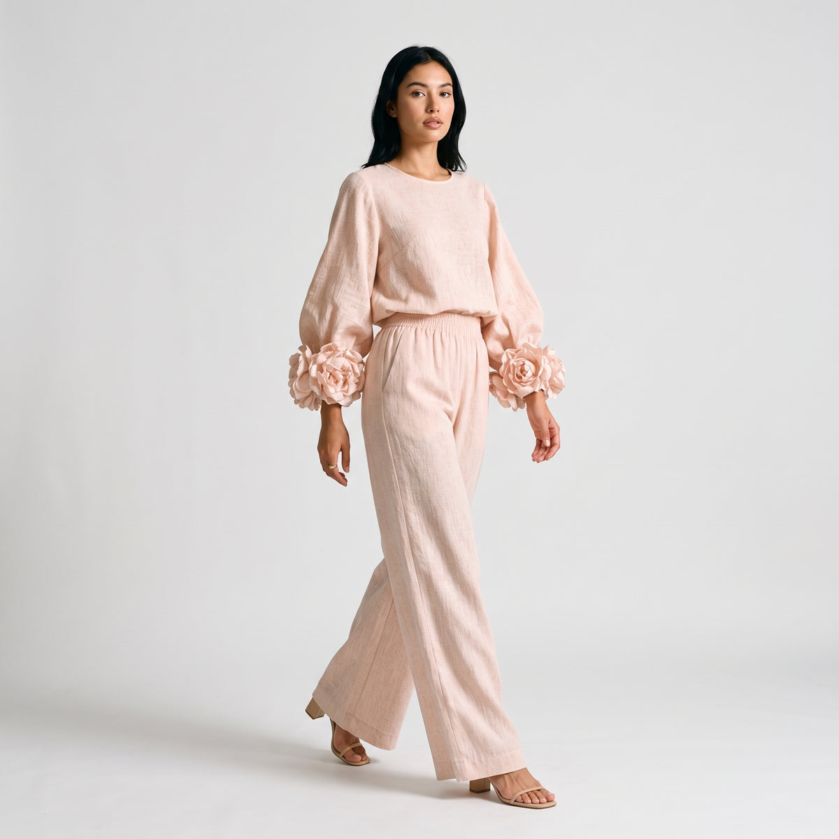 Damen Zweiteiler mit weiter Hose – Relaxed Fit — Floral