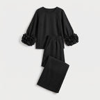 Damen Zweiteiler mit weiter Hose – Relaxed Fit — Black