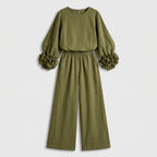 Damen Zweiteiler mit weiter Hose – Relaxed Fit — Green