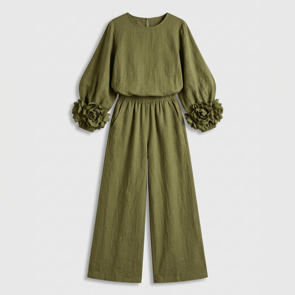Damen Zweiteiler mit weiter Hose – Relaxed Fit — Green