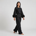 Damen Zweiteiler mit weiter Hose – Relaxed Fit — Black