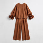Damen Zweiteiler mit weiter Hose – Relaxed Fit — Brown