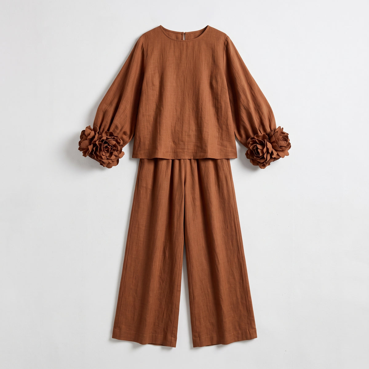 Damen Zweiteiler mit weiter Hose – Relaxed Fit — Brown
