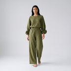 Damen Zweiteiler mit weiter Hose – Relaxed Fit — Green