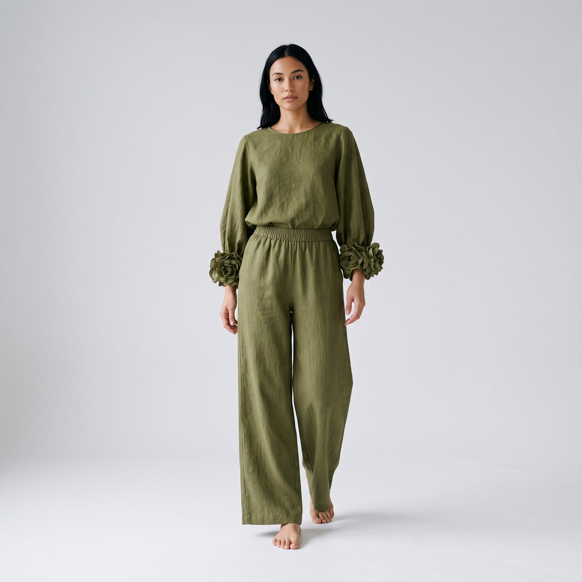Damen Zweiteiler mit weiter Hose – Relaxed Fit — Green