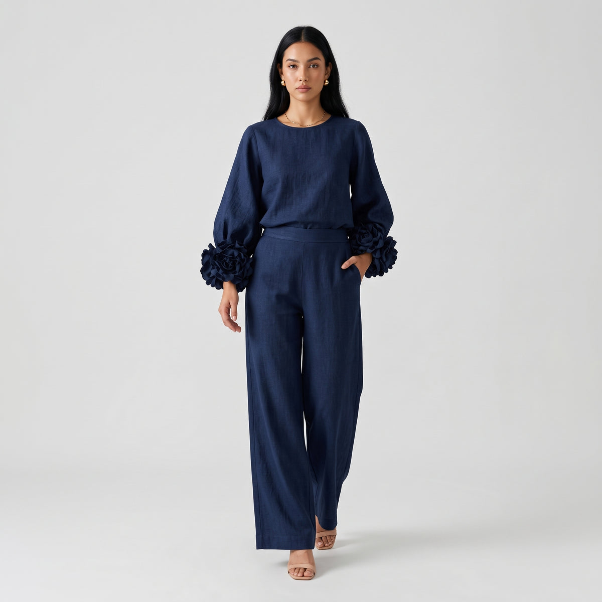Damen Zweiteiler mit weiter Hose – Relaxed Fit — Dark blue