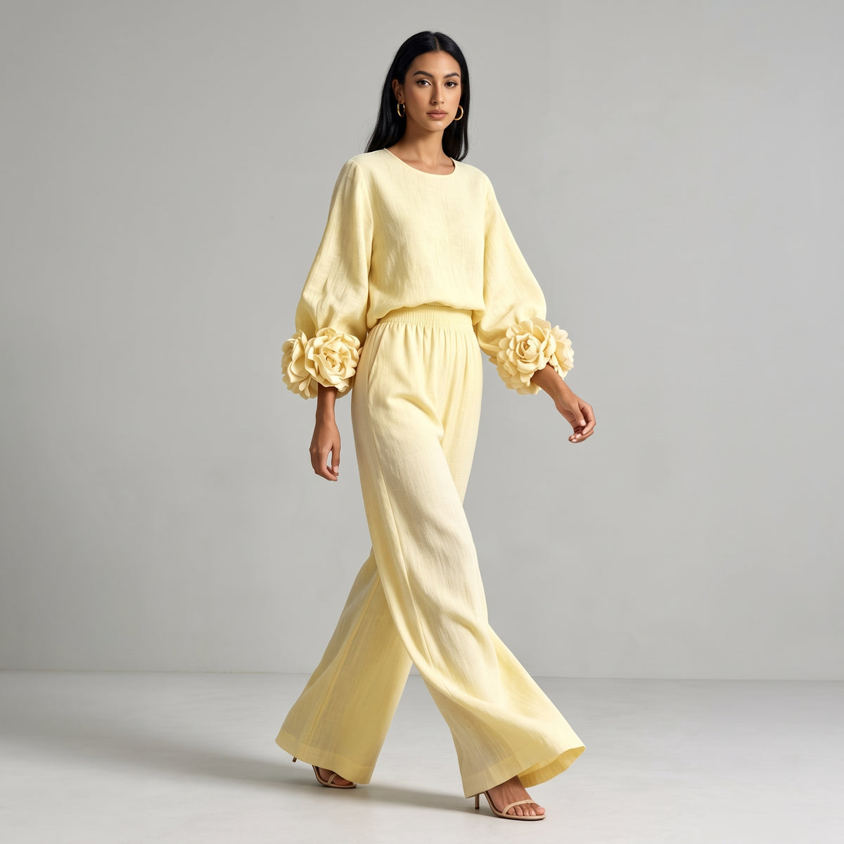 Damen Zweiteiler mit weiter Hose – Relaxed Fit — Yellow