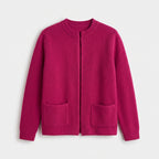 Damen Offene Strickjacke mit Taschen – Relaxed Fit — Rosa
