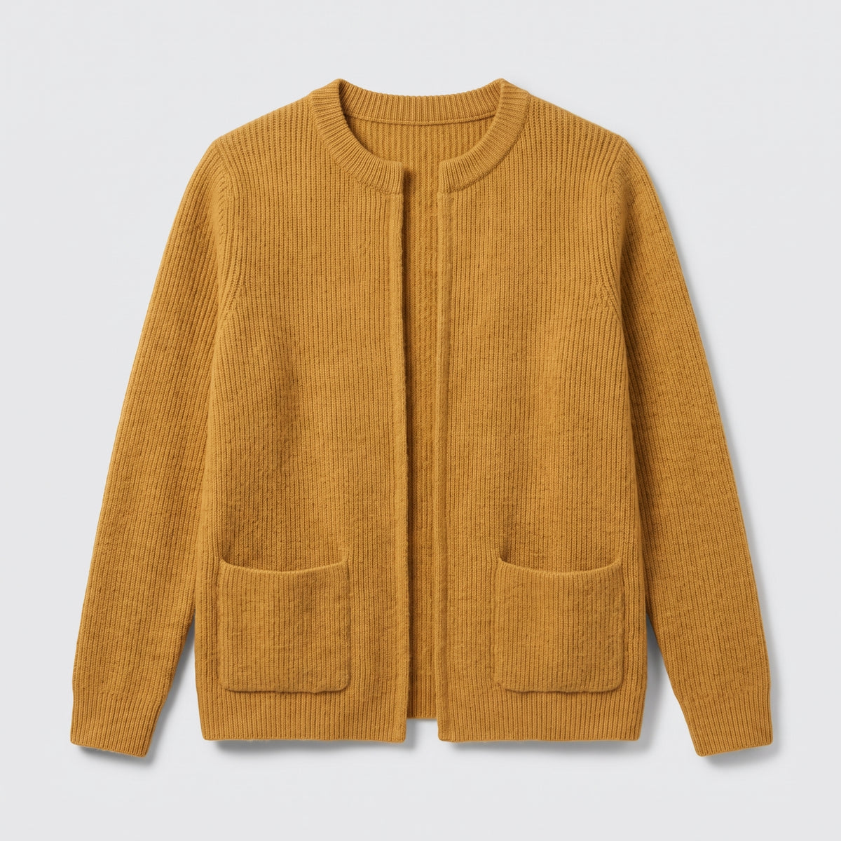 Damen Offene Strickjacke mit Taschen – Relaxed Fit — Gelb