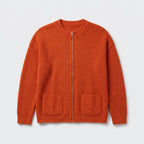 Damen Offene Strickjacke mit Taschen – Relaxed Fit — Orange