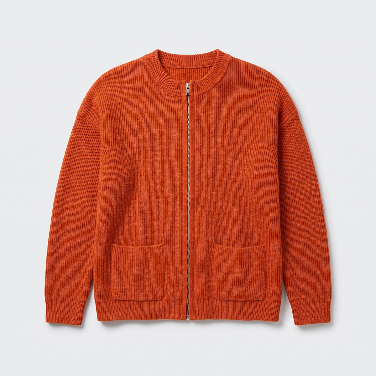 Damen Offene Strickjacke mit Taschen – Relaxed Fit — Orange