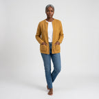 Damen Offene Strickjacke mit Taschen – Relaxed Fit — Gelb
