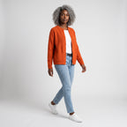 Damen Offene Strickjacke mit Taschen – Relaxed Fit — Orange