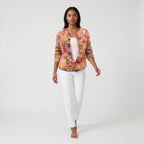 Damen Strickjacke mit Blumenprint – Relaxed Fit