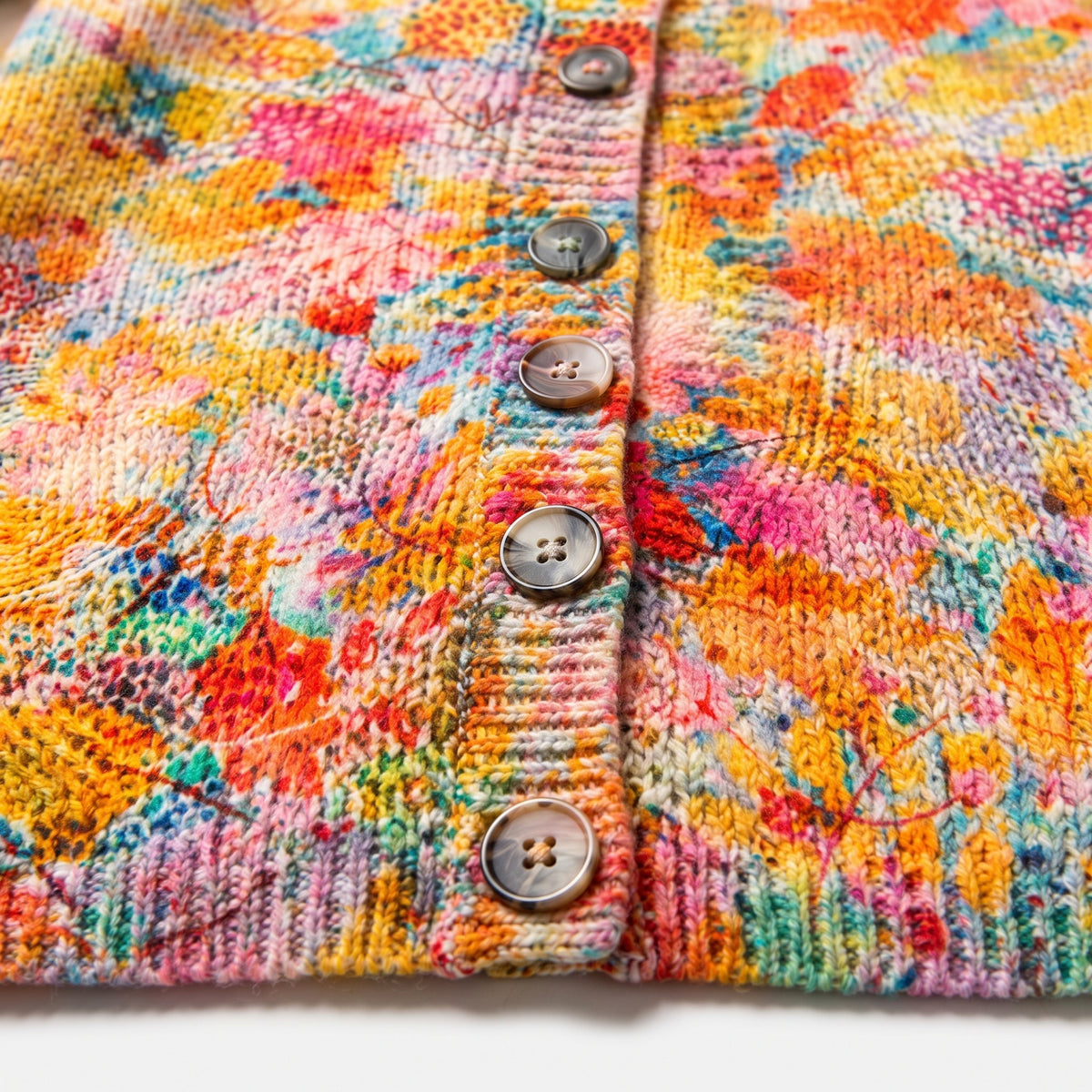 Damen Strickjacke mit Blumenprint – Relaxed Fit