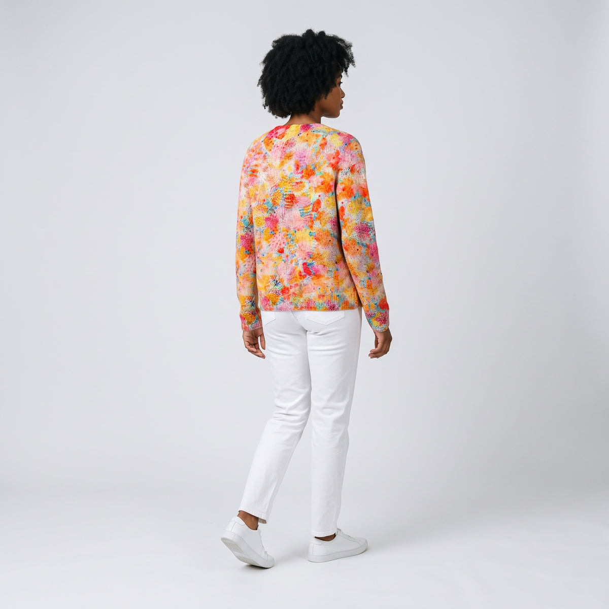 Damen Strickjacke mit Blumenprint – Relaxed Fit