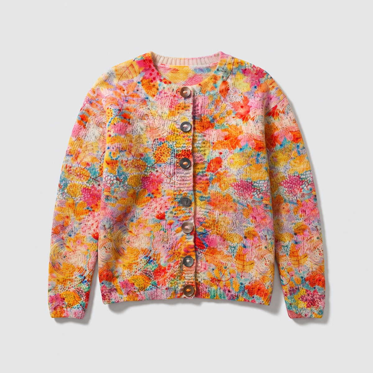 Damen Strickjacke mit Blumenprint – Relaxed Fit