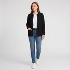 Damen Offene Strickjacke mit Taschen – Relaxed Fit — Black