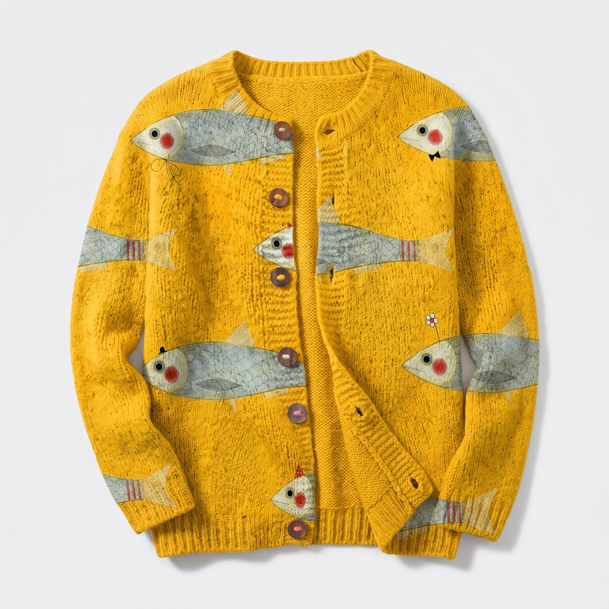 Damen Strickjacke mit Fischmuster – Relaxed Fit
