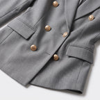 Damen Business Hosenanzug mit zweireihigem Blazer – Slim Fit — Grau
