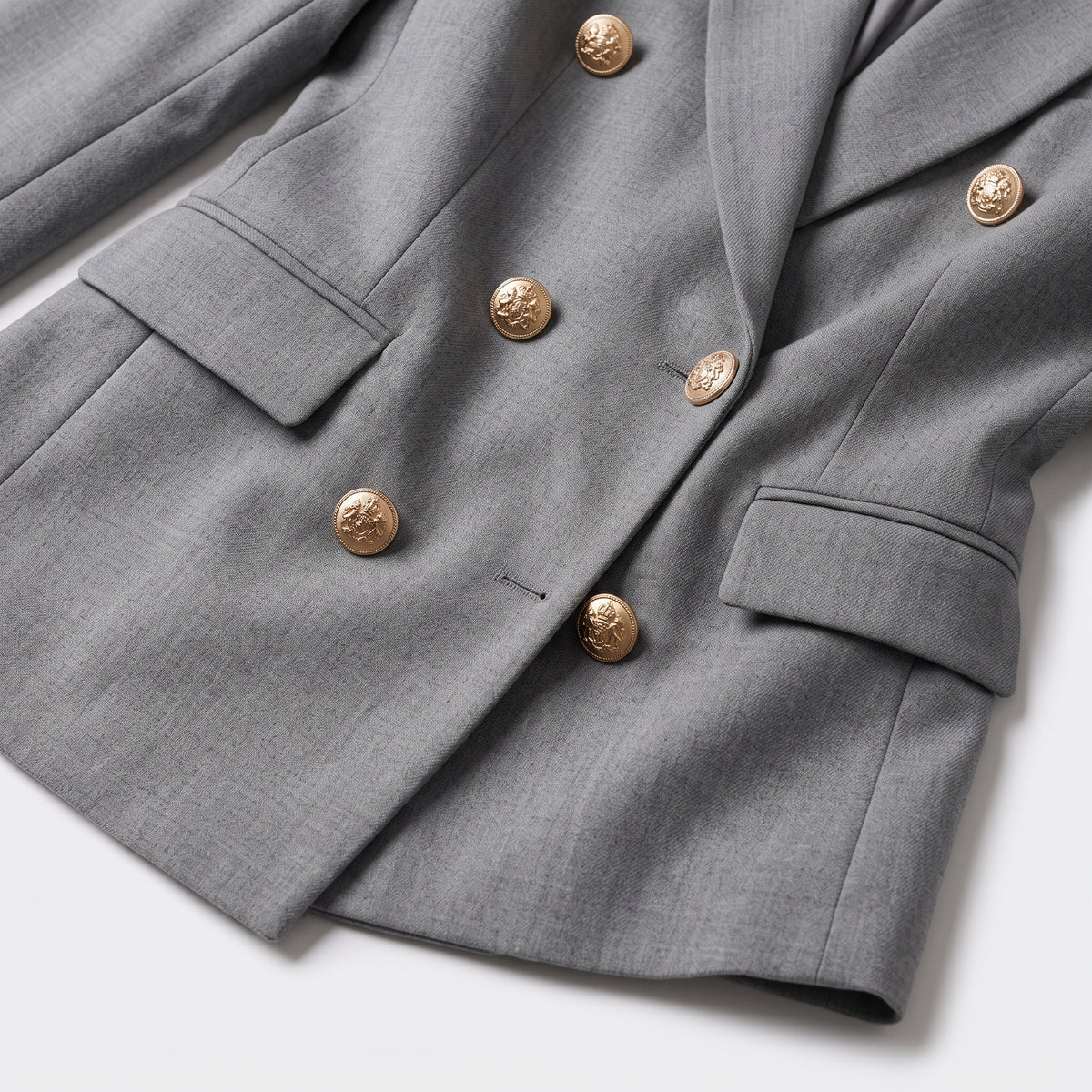 Damen Business Hosenanzug mit zweireihigem Blazer – Slim Fit — Grau