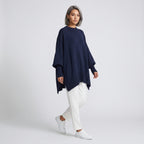 Damen Asymmetrischer Oversize Strickpullover – Relaxed Fit — Schwarz