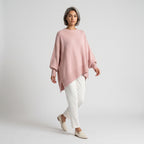 Damen Asymmetrischer Oversize Strickpullover – Relaxed Fit — Pink